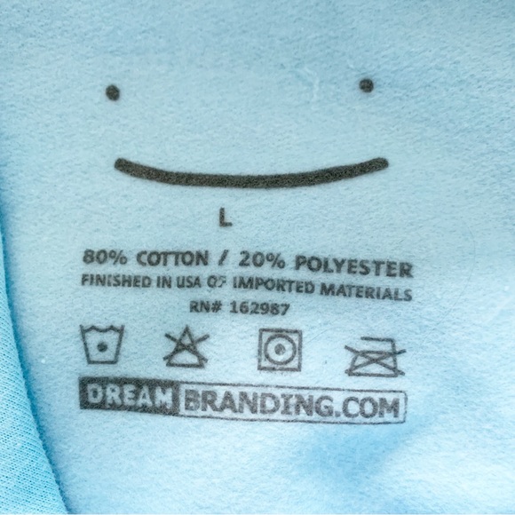 Dream Smile Pullover Drawstring Hoodie with Pocket in Light Blue Men’s Large - Picture 3 of 8